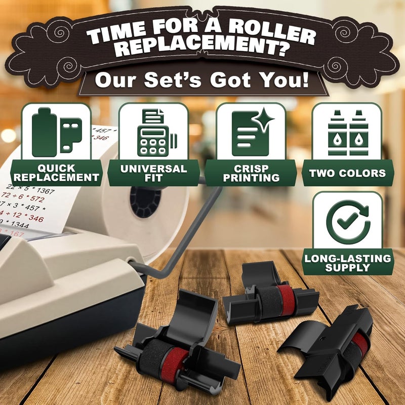 PIKTIME 3 Pack IR40T Calculator Ink Roller, Black/Red - Compatible with Casio HR-170RC, HR-100TM / Canon P23-DHV, P170-DH3 / Sharp EL-1801V, EL-1750V & More - Individually Sealed Calculator Ink Cartridge - Image 4